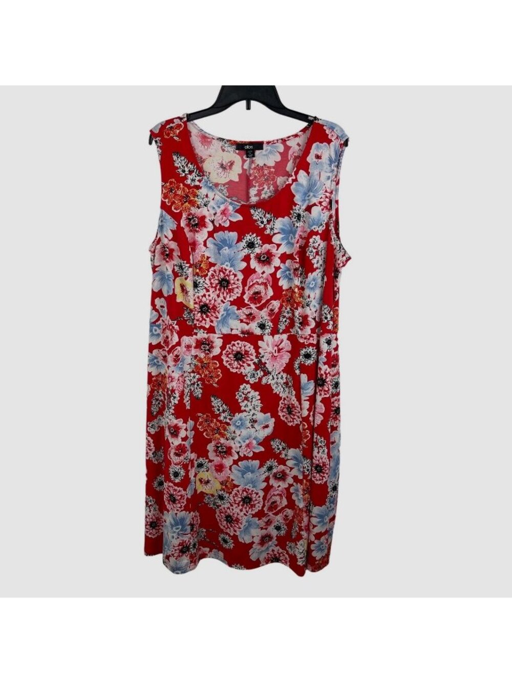 Ellos Women Sleeveless Round Neck Floral Dress Size 1X